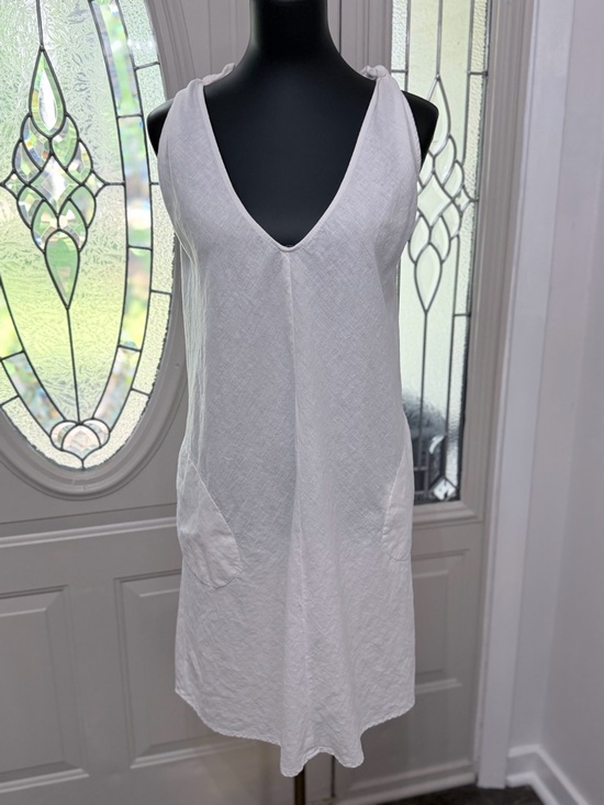 Peyton & Parker Dresses & Skirts - Peyton & Parker White Linen Blend Shift Dress Cover-up XXL Sleeveless Pockets
